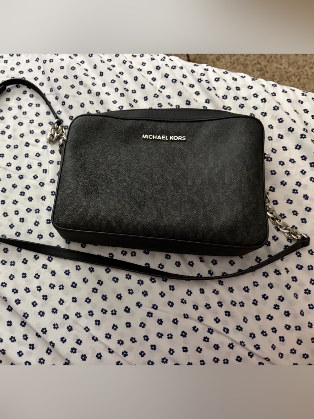 Michael Kors Black Pebble Leather Crossbody Camera Bag